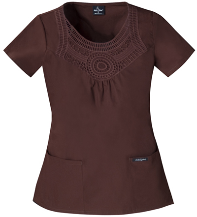 Baby Phat Women's Macrame` Scrubs Top. Embroidery is available on this item.